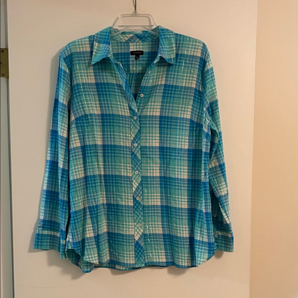 🦠Women’s Teal Plaid Shirt🩵